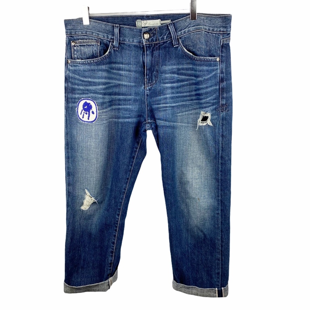 Anthropologie Level 99 Distressed Boyfriend Jeans Patch Size 29
